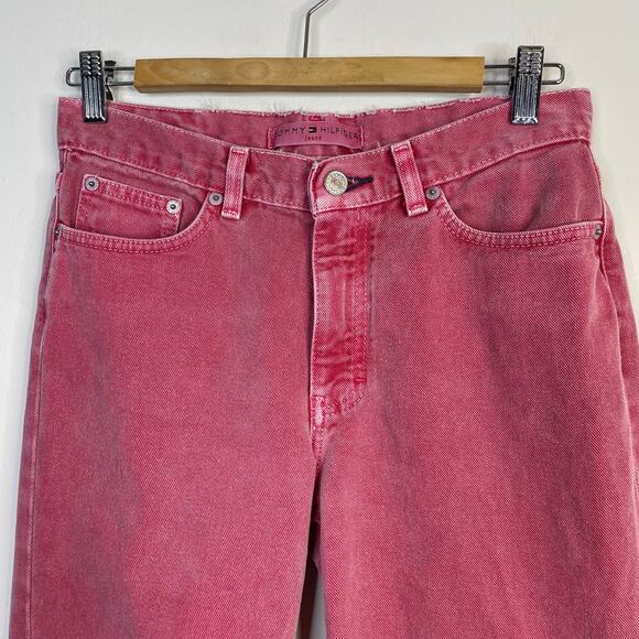 Vintage Y2K Tommy Hilfiger Hipster Straight Leg Jeans Pink Island Punch Womens 4 - Picture 2 of 14